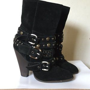 Steve Madden Rusttik Black Suede Studded Boots 7
